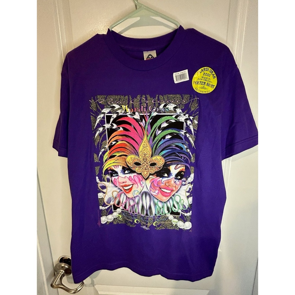 Vintage Y2k 2007 Mardi Gras‎ New Orleans Poster T- Shirt Brand New With Tags